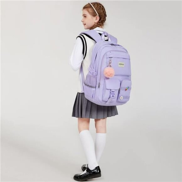 Large Laptop Backpack Purple School Bookbag for Women Teen Girls Travel Bag main image 8